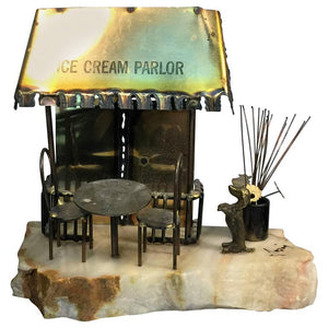 Brutalist Ice Cream Parlor Sculpture on Jagged Onyx Base (6719827411101)