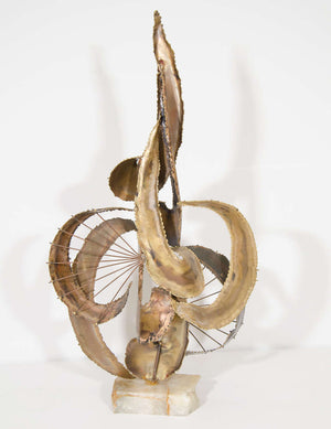 Brutalist Mixed Metal and Alabaster Sculpture Inspired by Curtis Jere (6719765971101)