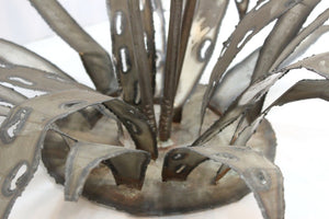 Brutalist Signed Metal Flower Sculpture detail (6719860310173)