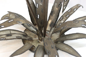 Brutalist Signed Metal Flower Sculpture detail (6719860310173)