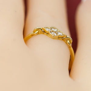 Cartier Hindu Floral Ring in Gold with Diamonds Side View On (6719957991581)