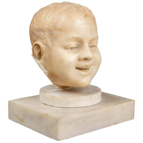 Carved Marble Fragment of a Young Boy
