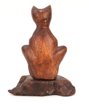 Mid-Century Wood Folk Art Cat Sculpture (6719835439261)