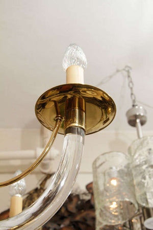 Charles Hollis Jones Style Lucite and Brass Chandelier (6720002195613)