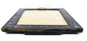 Chinese Export Lac Burgaute Inlaid Silver, Gold & Abalone Frame with Carved Jade (6720003604637)