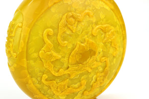 Chinese Peking Imperial Yellow Vase with High Relief Motif of Bats and Peaches detail (6719852773533)
