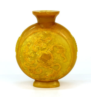 Chinese Peking Imperial Yellow Vase with High Relief Motif of Bats and Peaches front (6719852773533)