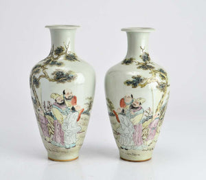 Chinese Porcelain Baluster Vases with Scholars (6719968903325)