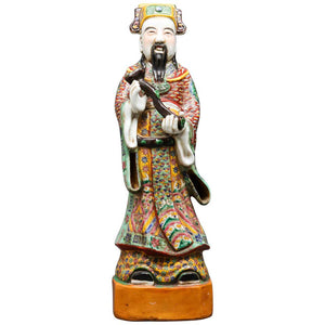 Chinese Tall Polychrome Ceramic Glazed Immortal Lu Figure (6720013467805)