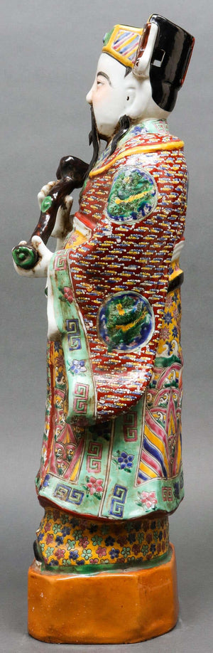 Chinese Tall Polychrome Ceramic Glazed Immortal Lu Figure (6720013467805)