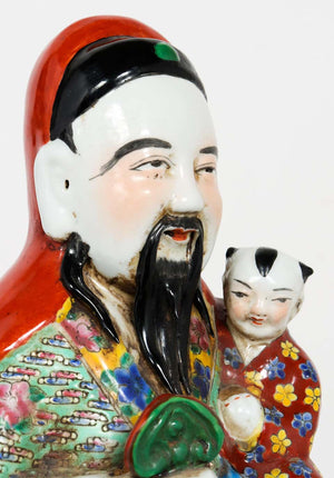 Chinese Tall Polychrome Glazed Ceramic Immortal Fu Figure (6720013369501)