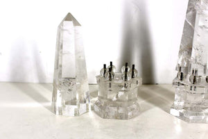 Continental Neoclassical Rock Crystal Obelisks on Rock Crystal Balls