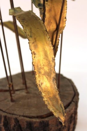 Curtis Jere Manner Mid-Century Modern Cattail Sculpture on Wood Base leaf (6719935283357)
