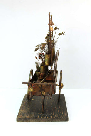 Curtis Jere Mid-Century Modern Flower Cart Sculpture (6719970345117)