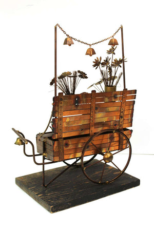 Curtis Jere Mid-Century Modern Flower Cart Sculpture (6719970345117)