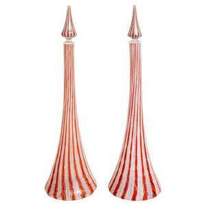 Pair of Murano Orange Swirl Decanters with Matching Stoppers (7297435795613)