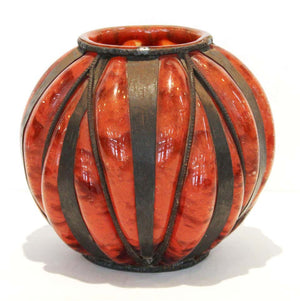 Degué Attributed French Art Deco Glass Vase in Wrought Iron (6719978930333)