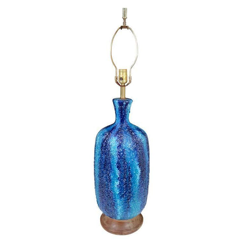 Mid-Century Modern Drip Glaze Table Lamp in Ocean Blue