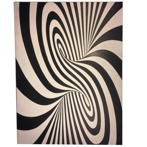 Op Art Zebra Pattern Painting in the Manner of Victor Vasarely