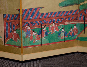 Japanese Edo Period Four Panel Screen with Eight Samurai (6719663734941)