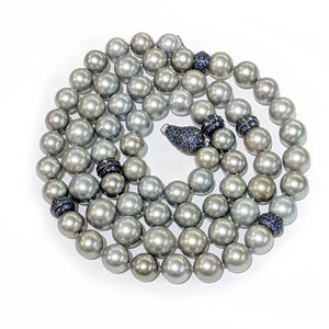 DSL Necklace with Cultured Gray Pearls and Sapphires front (6719882428573)