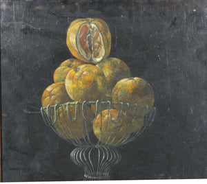 Dutch Style Still Life Oil Painting with Oranges and Metal Bowl (6720003473565)