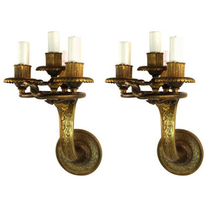 Edward F. Caldwell & Co. American Neoclassical Revival Gilt Bronze Sconces pair (6719885082781)