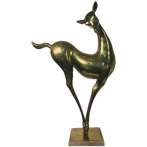 Curtis Jere Signed Brass Deer Sculpture