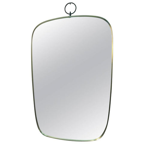 Gio Ponti Style Modernist Brass Wall Mirror