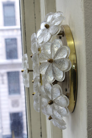 Ernst Palme Sconce with Textured Glass Flowers on Brass Frame side (6719846416541)