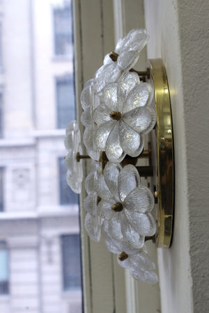 Ernst Palme Sconce with Textured Glass Flowers on Brass Frame side (6719846416541)