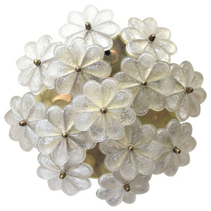 Ernst Palme Sconce with Textured Glass Flowers on Brass Frame  (6719846416541)