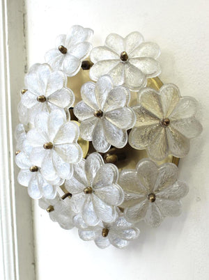 Ernst Palme Sconce with Textured Glass Flowers on Brass Frame front (6719846416541)
