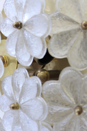 Ernst Palme Sconce with Textured Glass Flowers on Brass Frame detail (6719846416541)