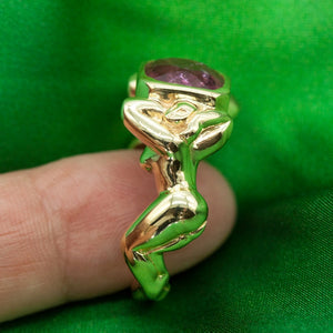 Erotica Figure Ring in Gold with Pink Tourmaline Side View 2 (6719960219805)