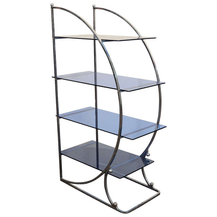 Etagere with Blue Glass Shelves