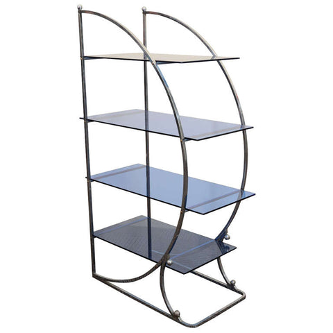 Etagere with Blue Glass Shelves