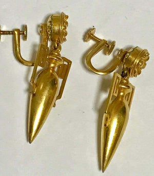 Etruscan Revival Gold Amphora Earrings (6719981519005)
