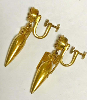 Etruscan Revival Gold Amphora Earrings (6719981519005)