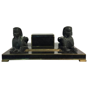Maitland-Smith Egyptian Revival Tessellated Marble Inkwell (6719810207901)