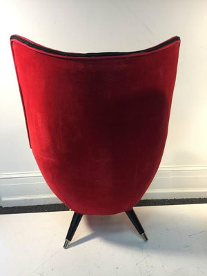 Modernist Red and Black Lounge Chairs Attributed to Jean Royere (6719824724125)