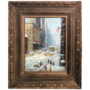 American Oil Painting New York City Winter Scene after Guy Wiggins (6719808798877)