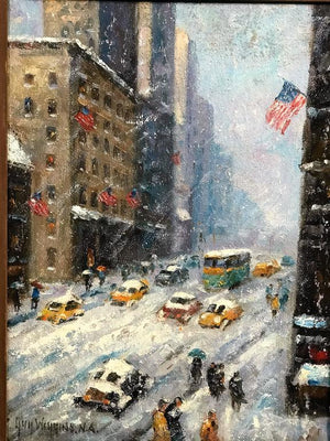 American Oil Painting New York City Winter Scene after Guy Wiggins (6719808798877)