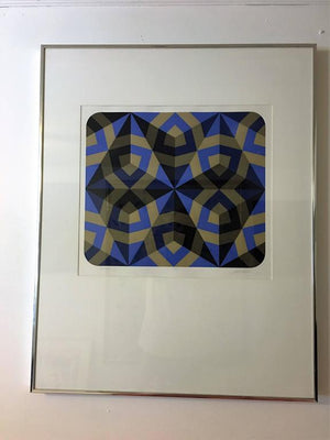 Signed Optical Art Hexagonal Silkscreens in Manner of Vasarely (6719811649693)