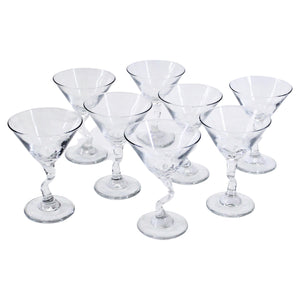 Late 20th Century Bent Glass Martini Glasses, Set of 8 (7191176183965)