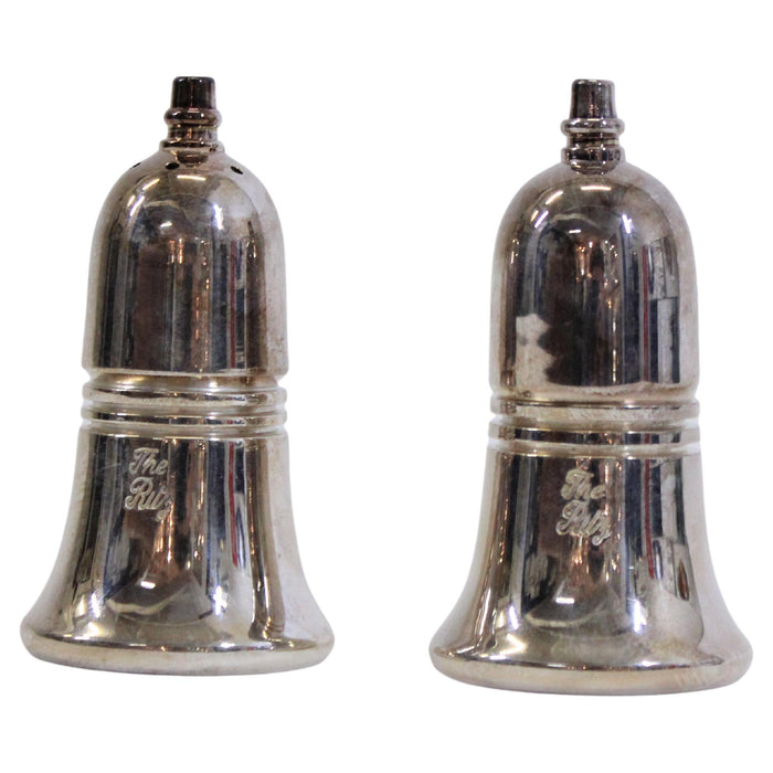 Pair of Silver Bell Salt and Pepper Shakers Marked "The Ritz"