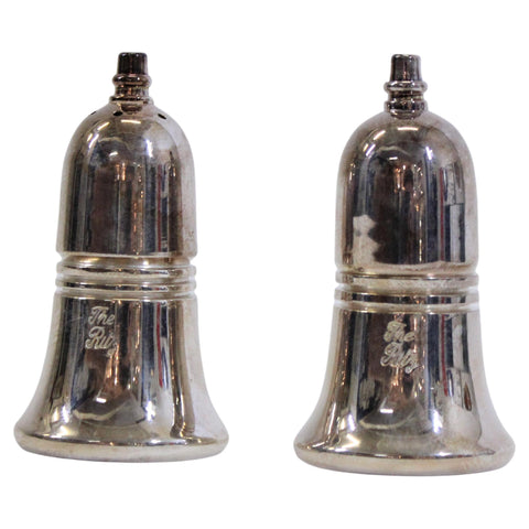 Pair of Silver Bell Salt and Pepper Shakers Marked 