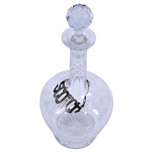 Cut Glass Decanter with Scotch Metal Label (7194886340765)