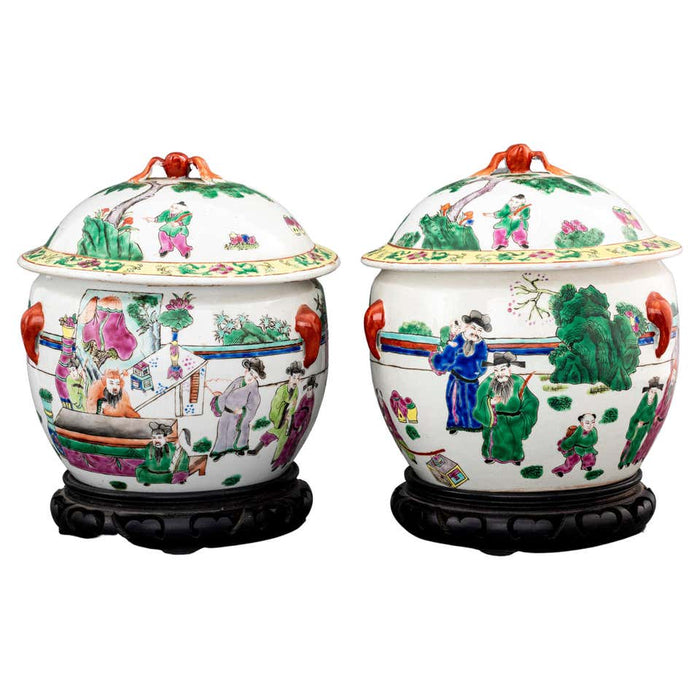 Pair of Chinese Porcelain Famille Verte Jars