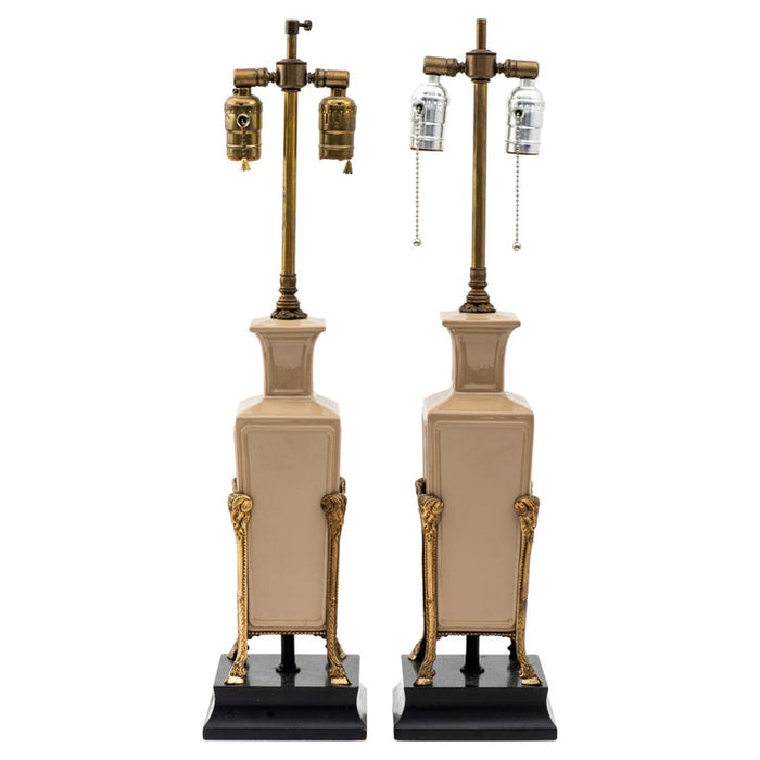 Pair of Neoclassical Revival Ceramic Table Lamps
